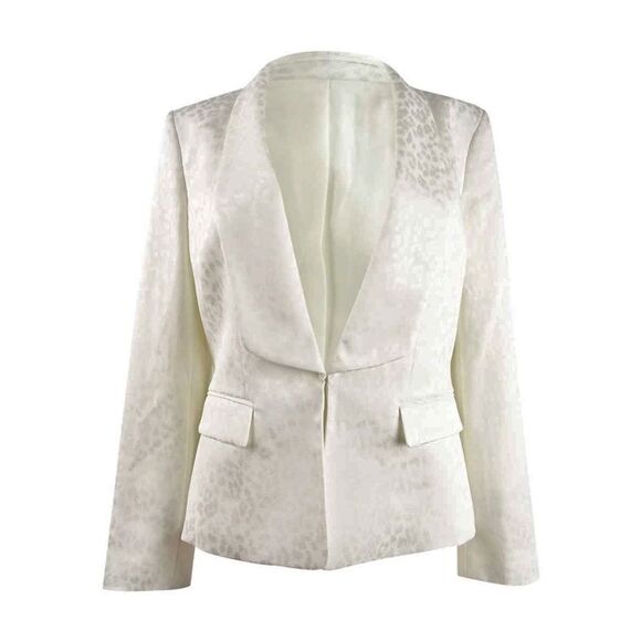 Kasper Women's Plus Size Tonal-Print Shawl-Lapel Blazer (16W, Vanilla Ice) - Picture 1 of 2